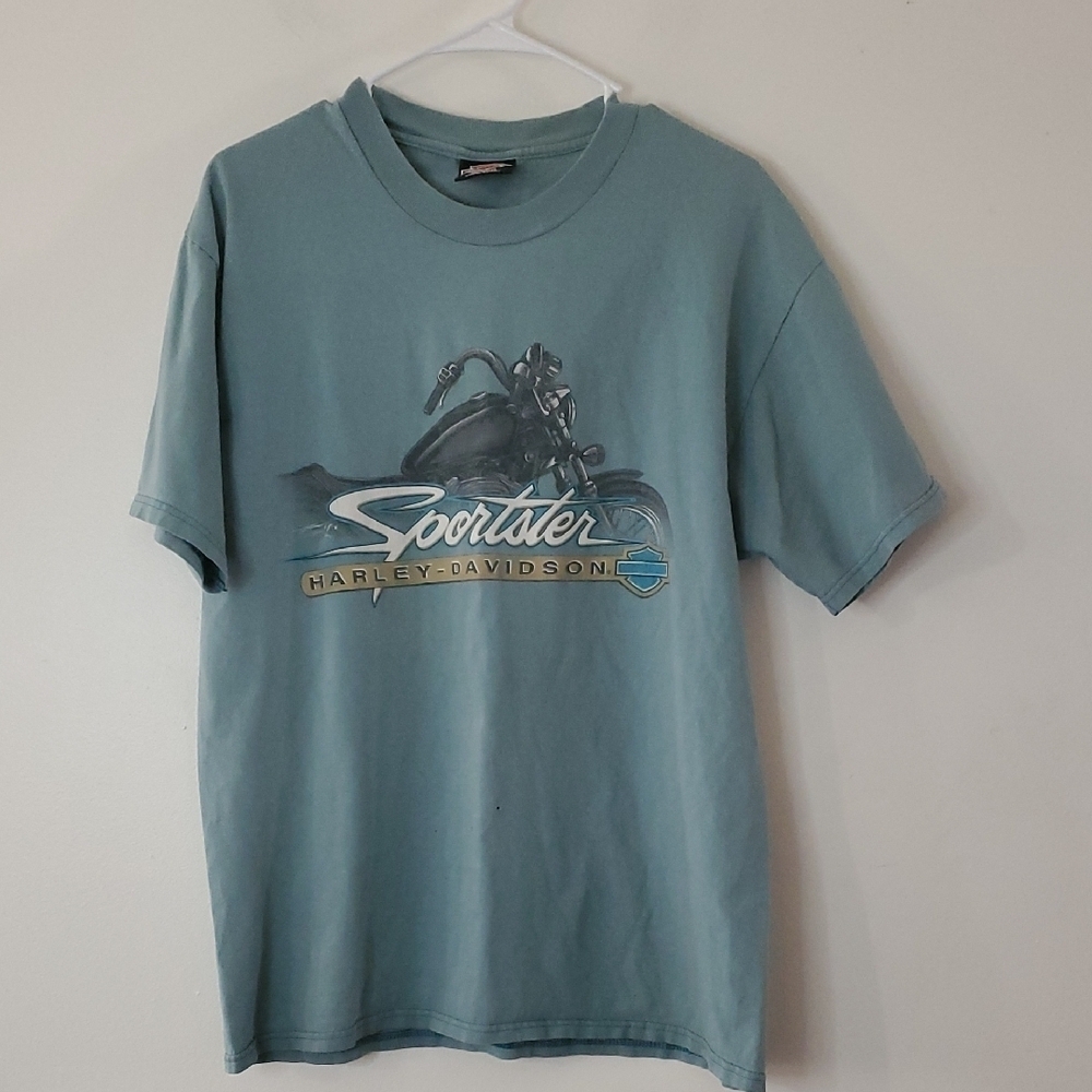 Vintage 1998 Harley Davidson Sporster Valparaiso Indiana T-Shirt Size Large Sage